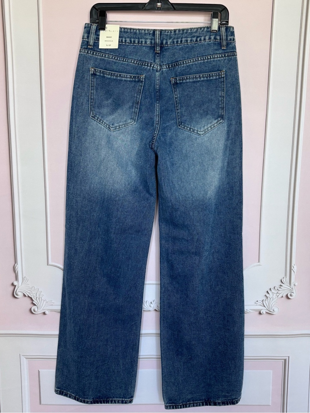1030 TenThirty Mid Rise Relaxed Baggy Wide Leg Embroidered Blue Jeans--NWT--27 - Picture 13 of 16